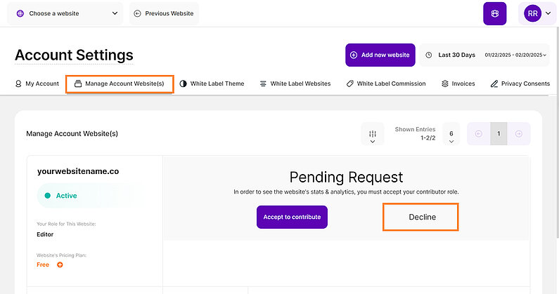 Decline Contributor Invitation Decline Contributor Invitation