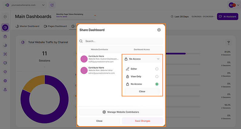 Share Dashboard Options