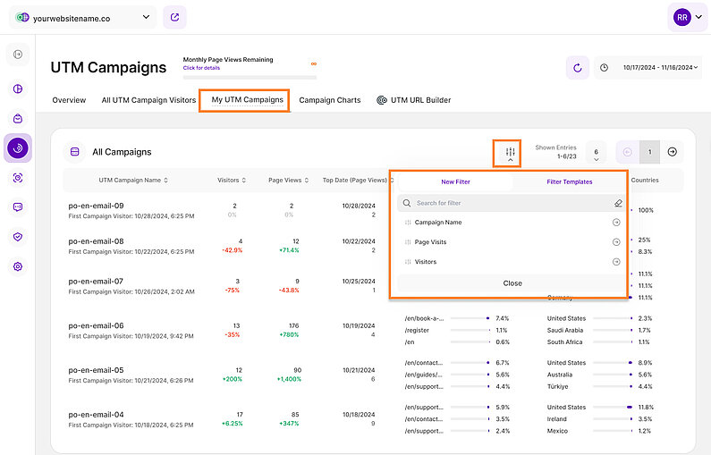Filters for My UTM Campaigns Filters for My UTM Campaigns