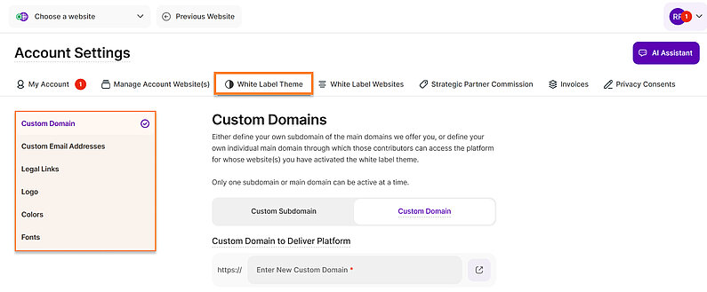 Manage Your White Label theme