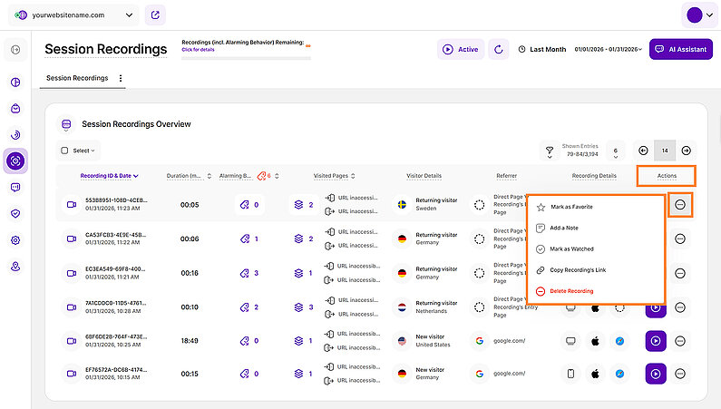 Managing your Session Recordings