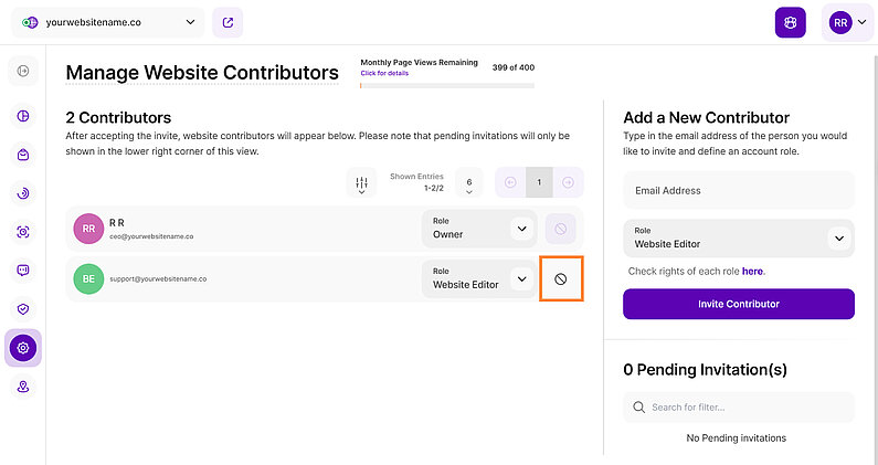 Remove a Contributor from Your Website Remove a Contributor from Your Website