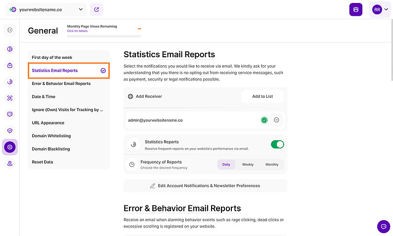 Set Up Your Statistics Email Reports Set Up Your Statistics Email Reports