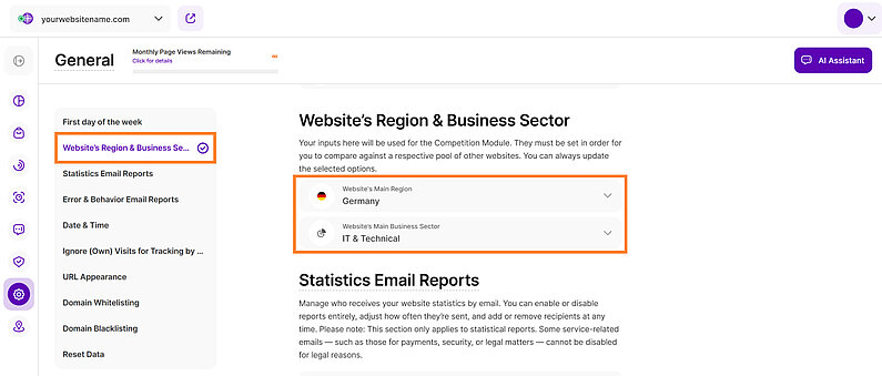 Define Your Website’s Region and Business Sector Define Your Website’s Region and Business Sector