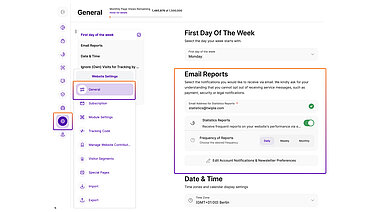 Wesbite settings email reports Wesbite settings email reports