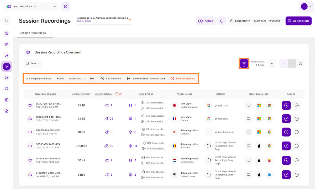 Analyzing Alarming Behavior Events with Session Recordings Analyzing Alarming Behavior Events with Session Recordings