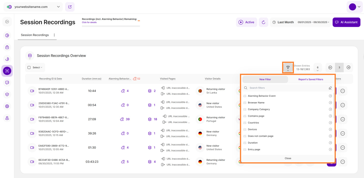 Filters For Session Recordings Overview Filters For Session Recordings Overview